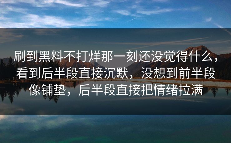 刷到黑料不打烊那一刻还没觉得什么，看到后半段直接沉默，没想到前半段像铺垫，后半段直接把情绪拉满