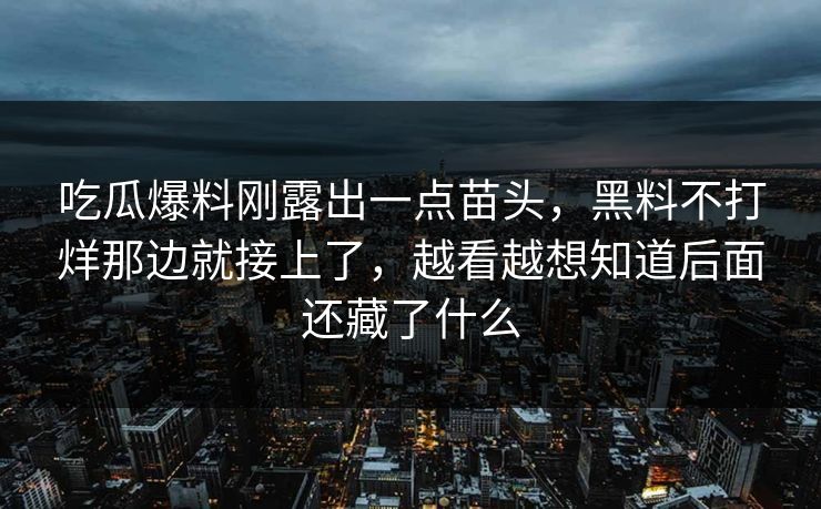 吃瓜爆料刚露出一点苗头，黑料不打烊那边就接上了，越看越想知道后面还藏了什么